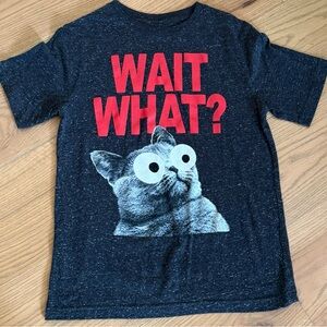 💥Bundle 5 for $15! “Wait What?” Funny Cat Graphic T-Shirt - Black with Red Text